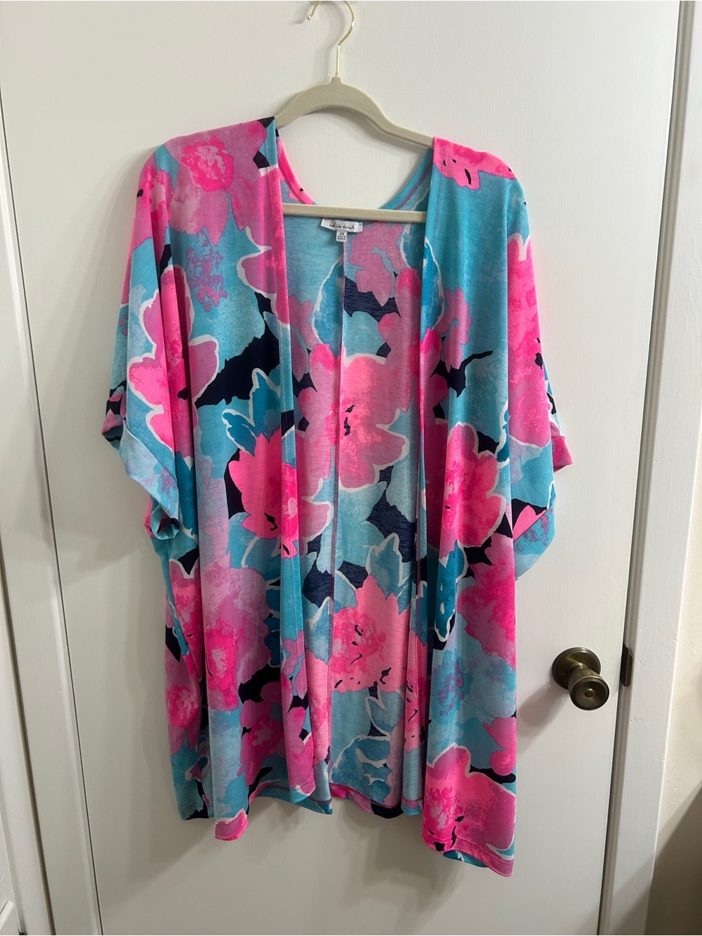 white birch Floral Open-Front Kimono in Pink & Teal